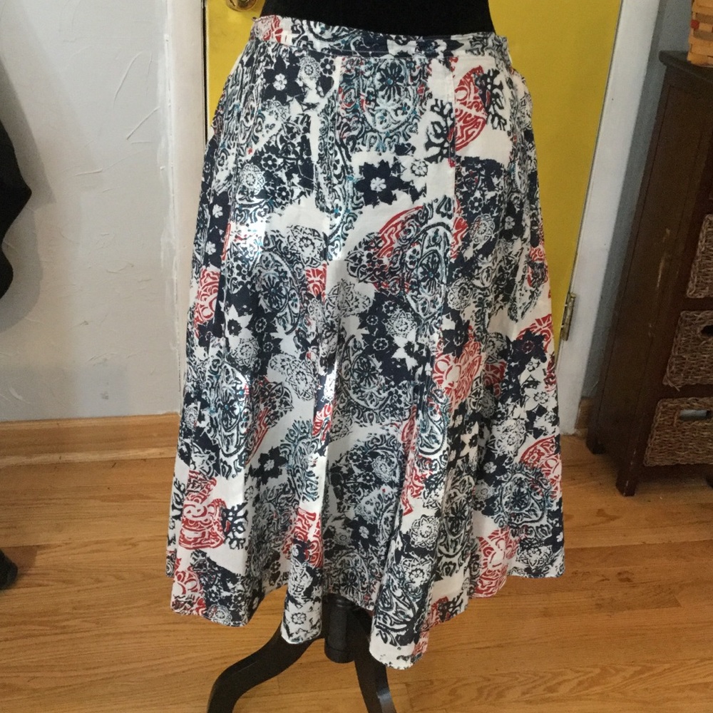 Chico’s batik print skirt - red, white, and blue.